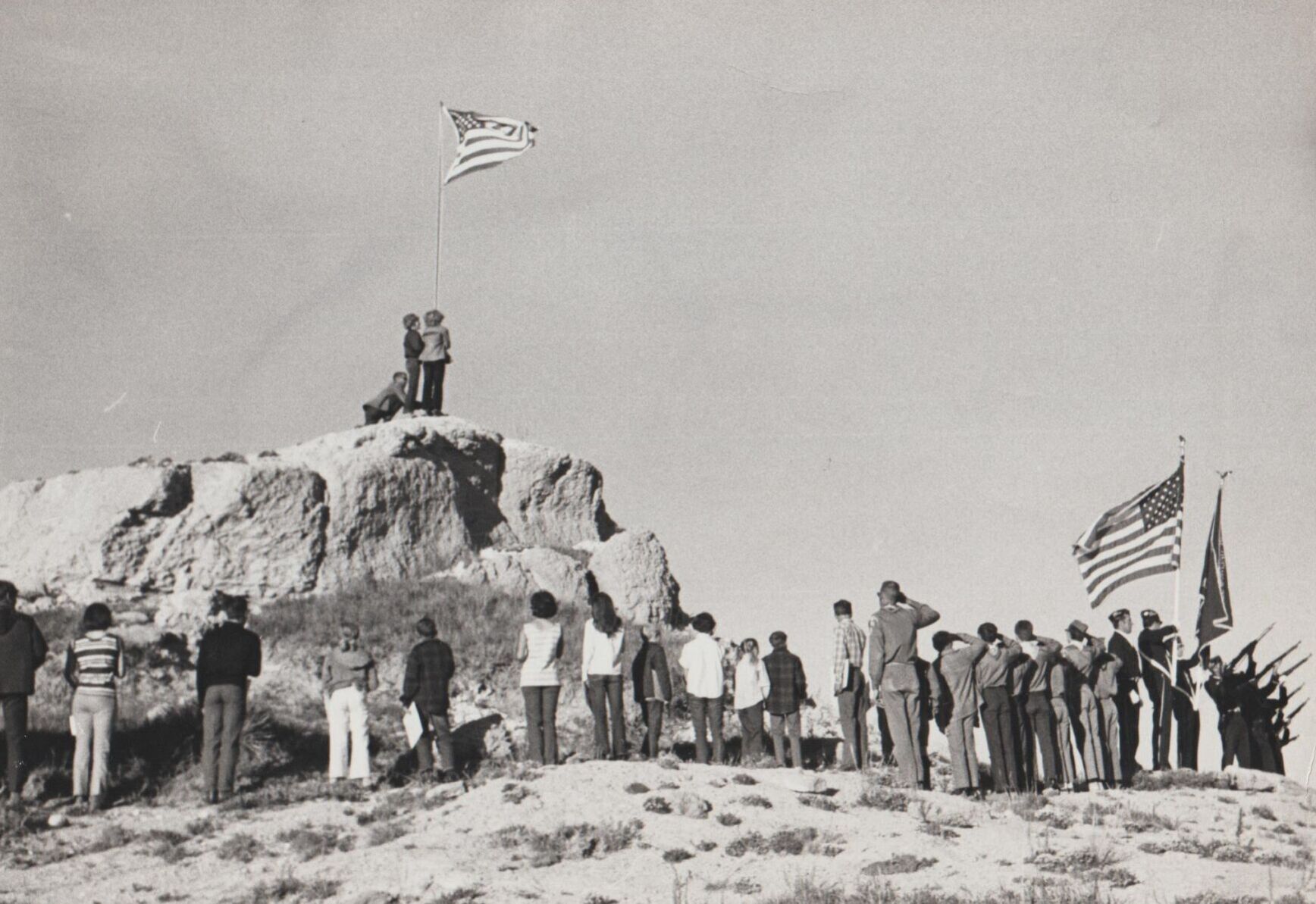 Flag raising near Chadron, 1970